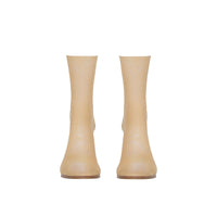 Bottines chaussettes en tulle à talon à paillettes - Beige & Gold