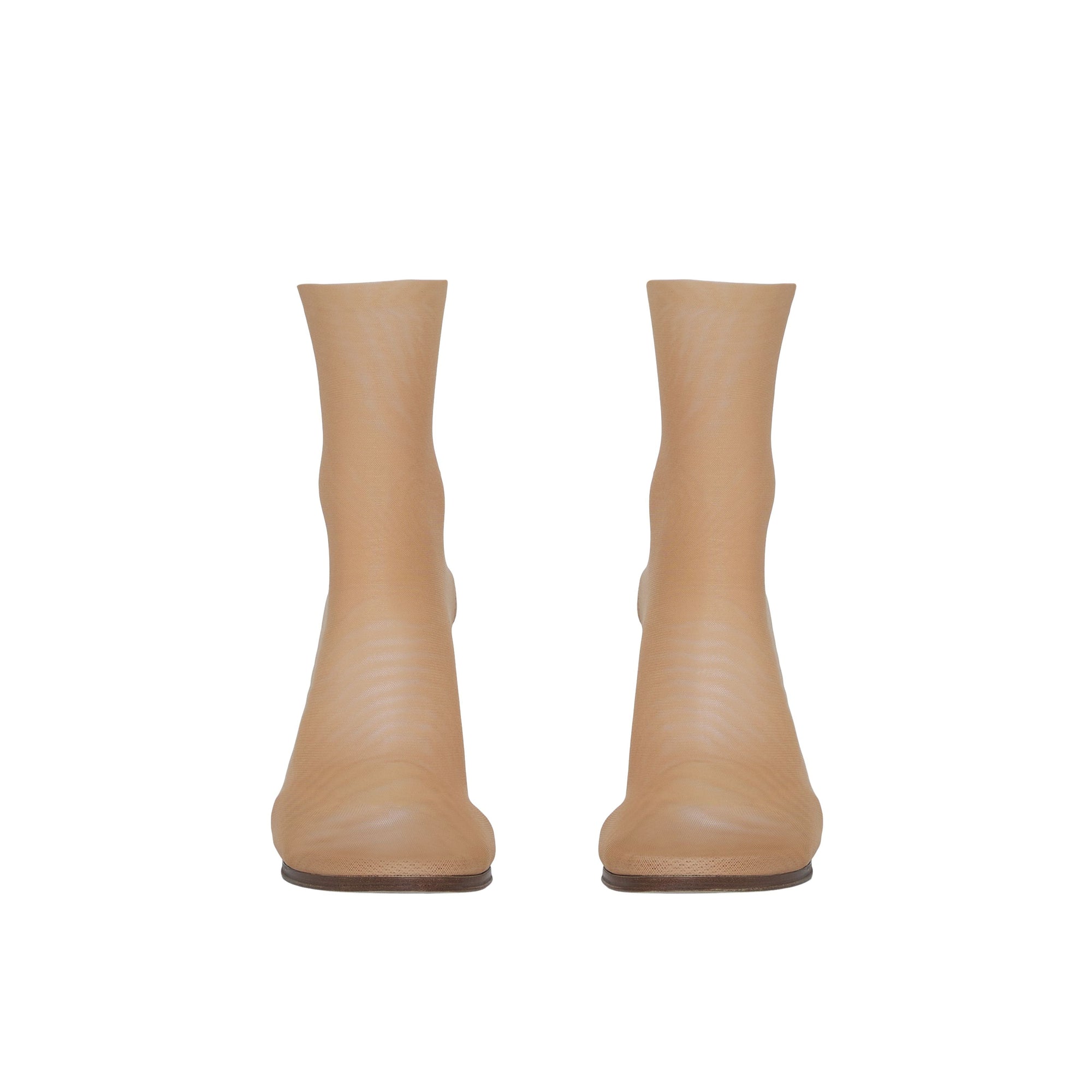 Bottines façon chaussettes en tulle stretch - Beige