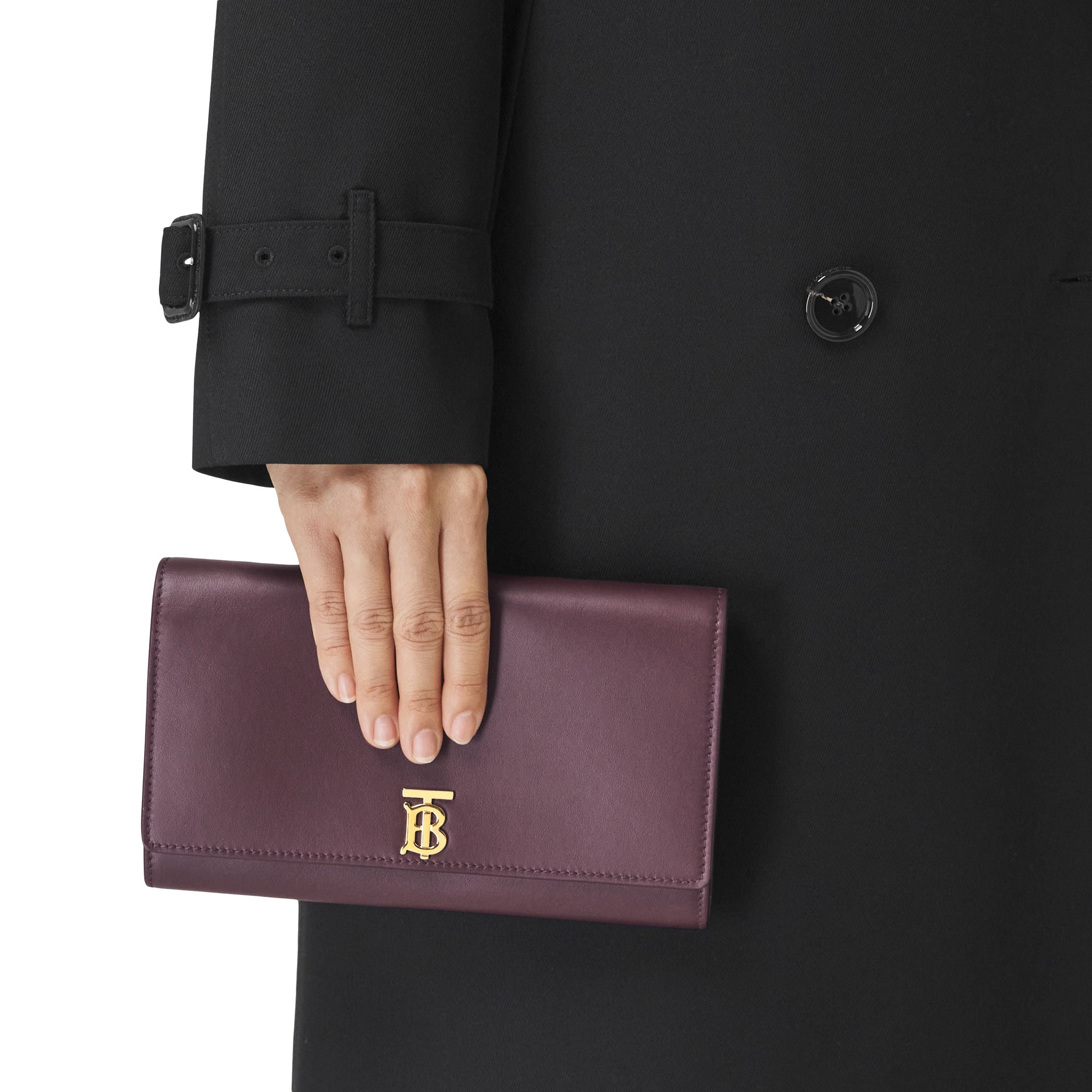 Portefeuille en cuir Monogram avec sangle amovible - Deep Maroon