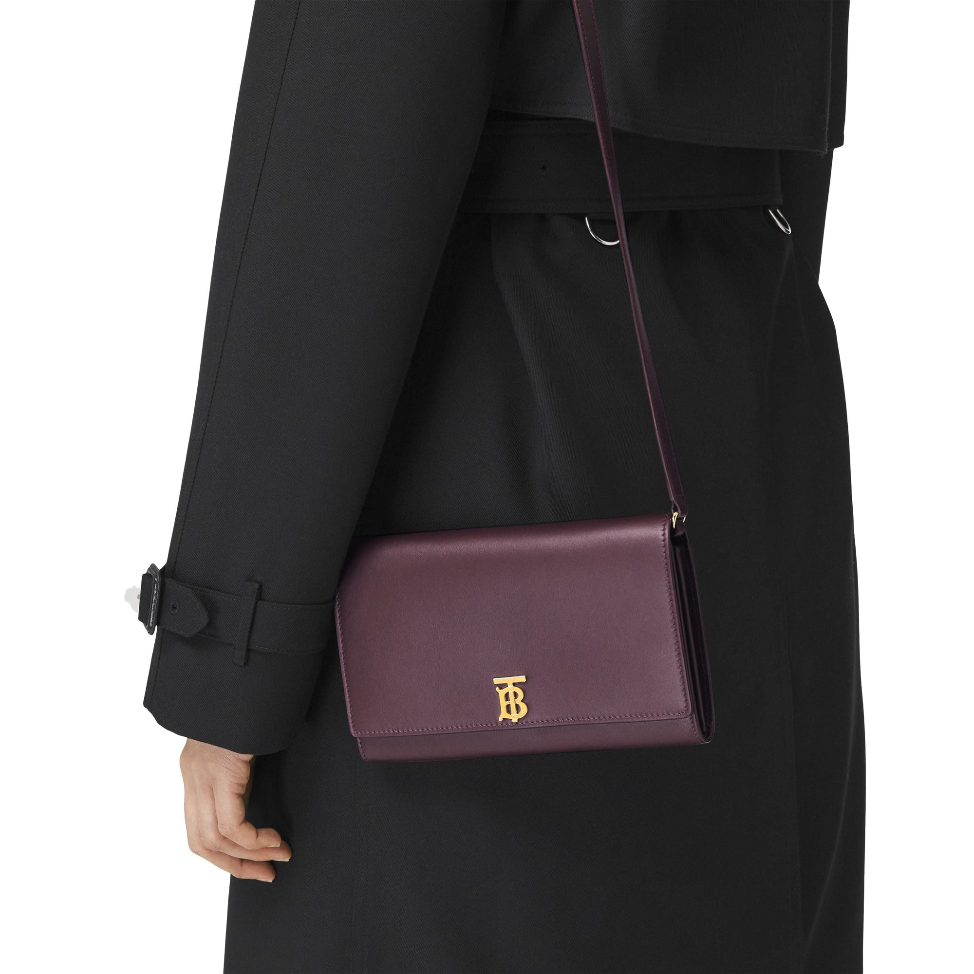 Portefeuille en cuir Monogram avec sangle amovible - Deep Maroon