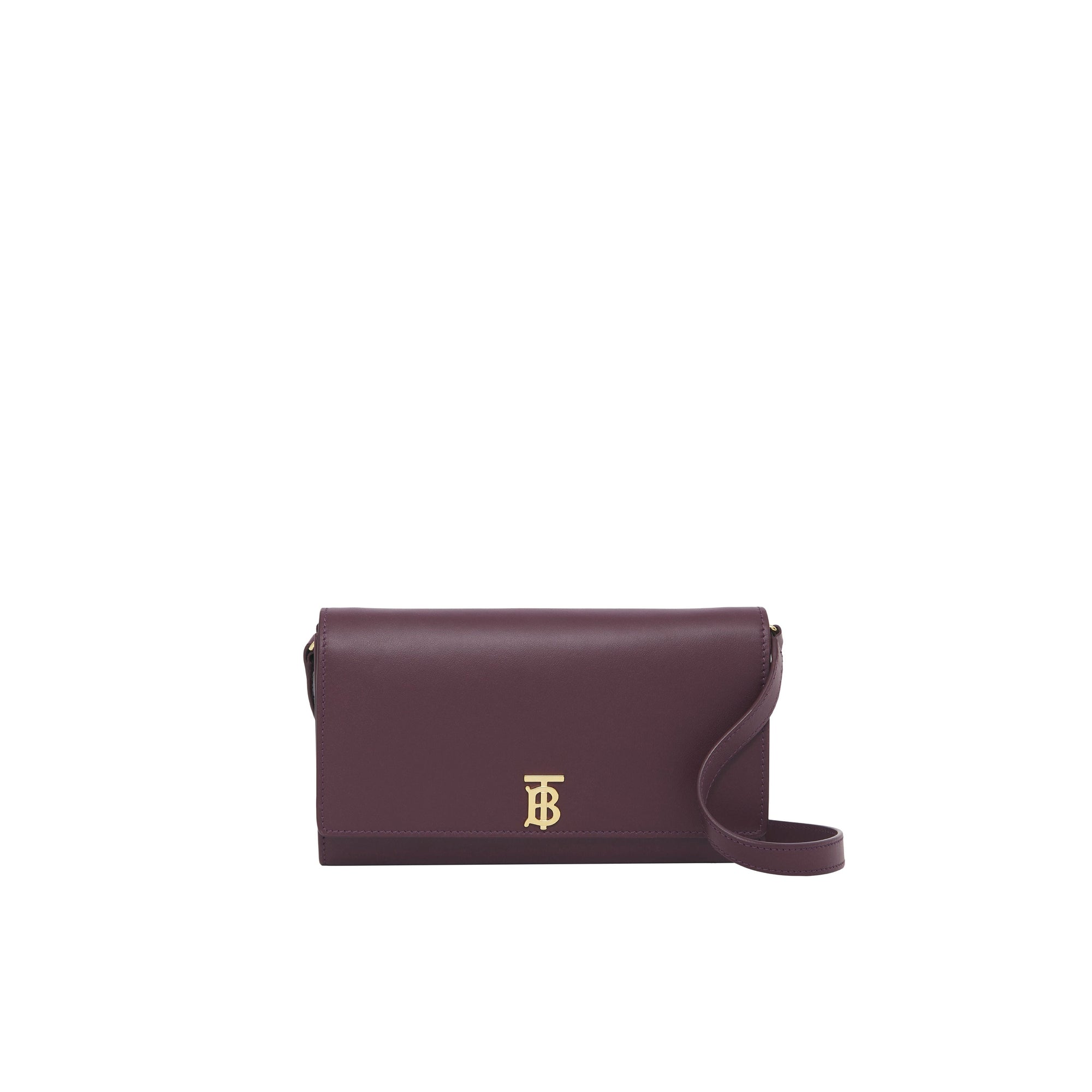 Portefeuille en cuir Monogram avec sangle amovible - Deep Maroon