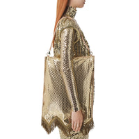 Sac Flag en soie à paillettes avec franges en fil d'or - Cool Beige