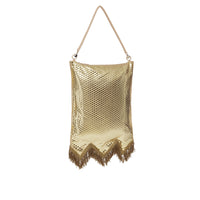 Sac Flag en soie à paillettes avec franges en fil d'or - Cool Beige