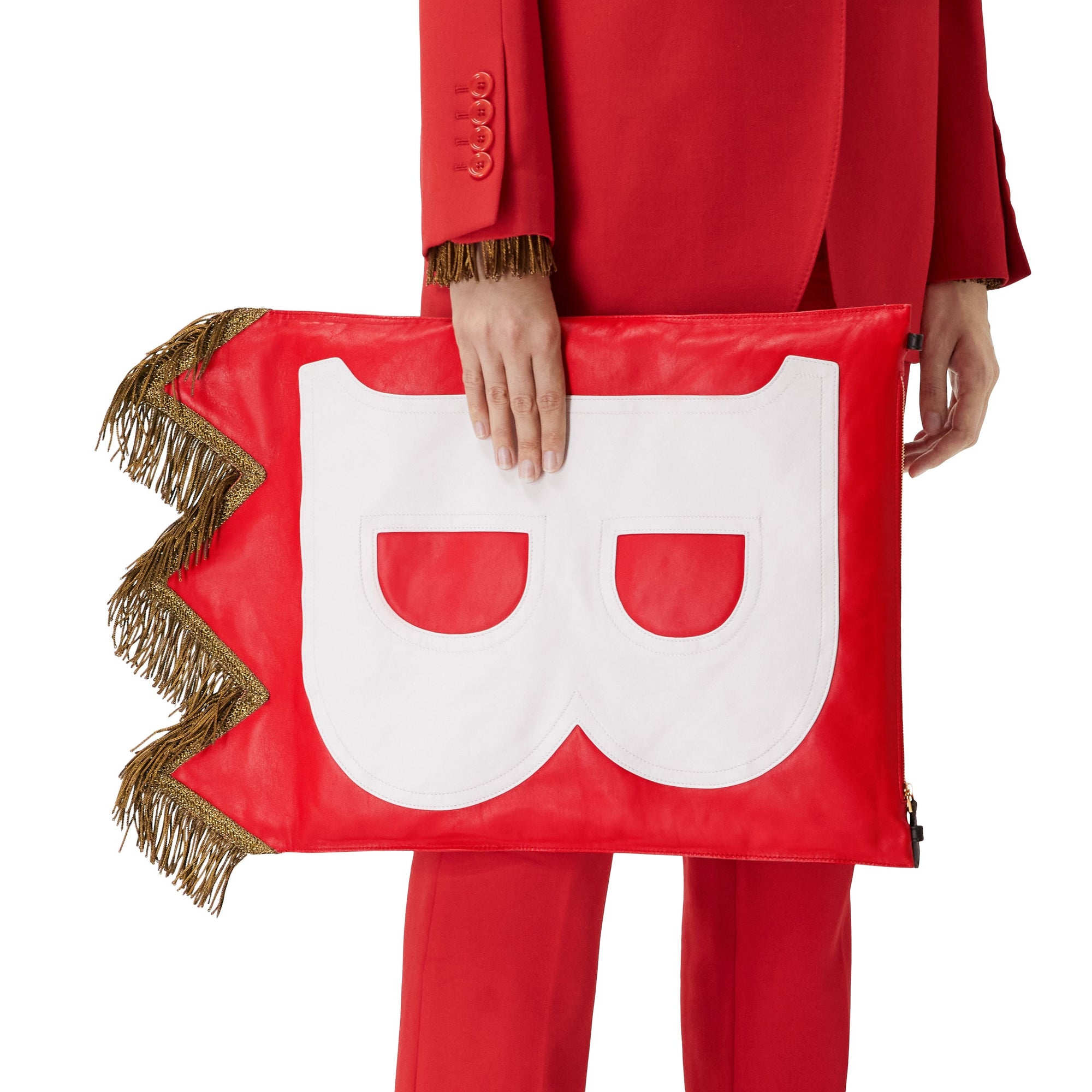 Sac Flag en cuir d'agneau avec lettres - Bright Red
