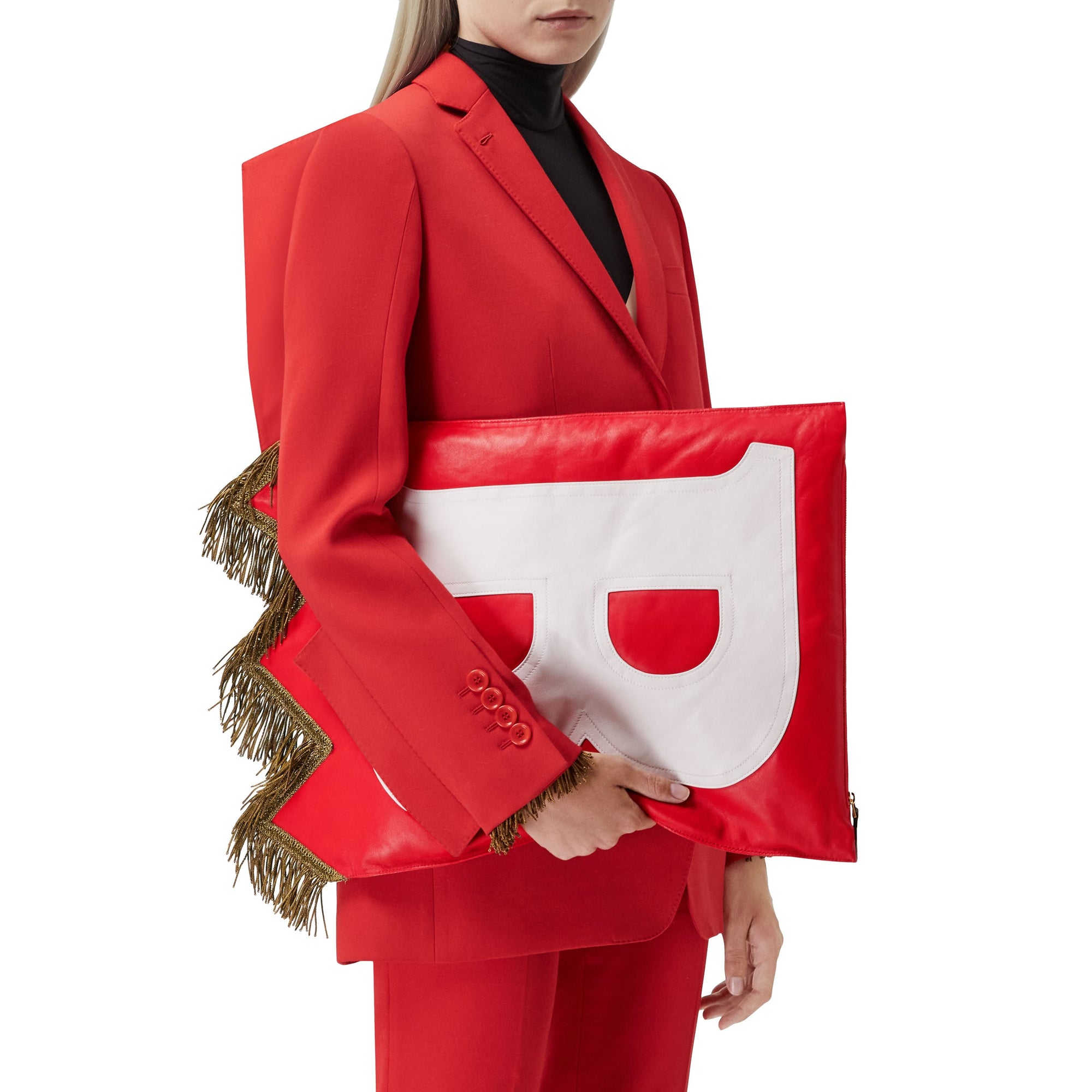Sac Flag en cuir d'agneau avec lettres - Bright Red