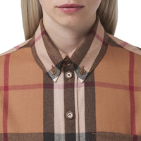 Chemise oversize en laine check - Birch Brown