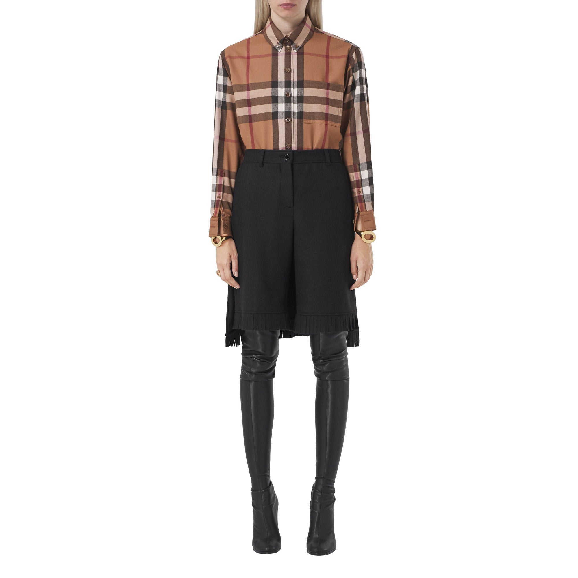 Chemise oversize en laine check - Birch Brown