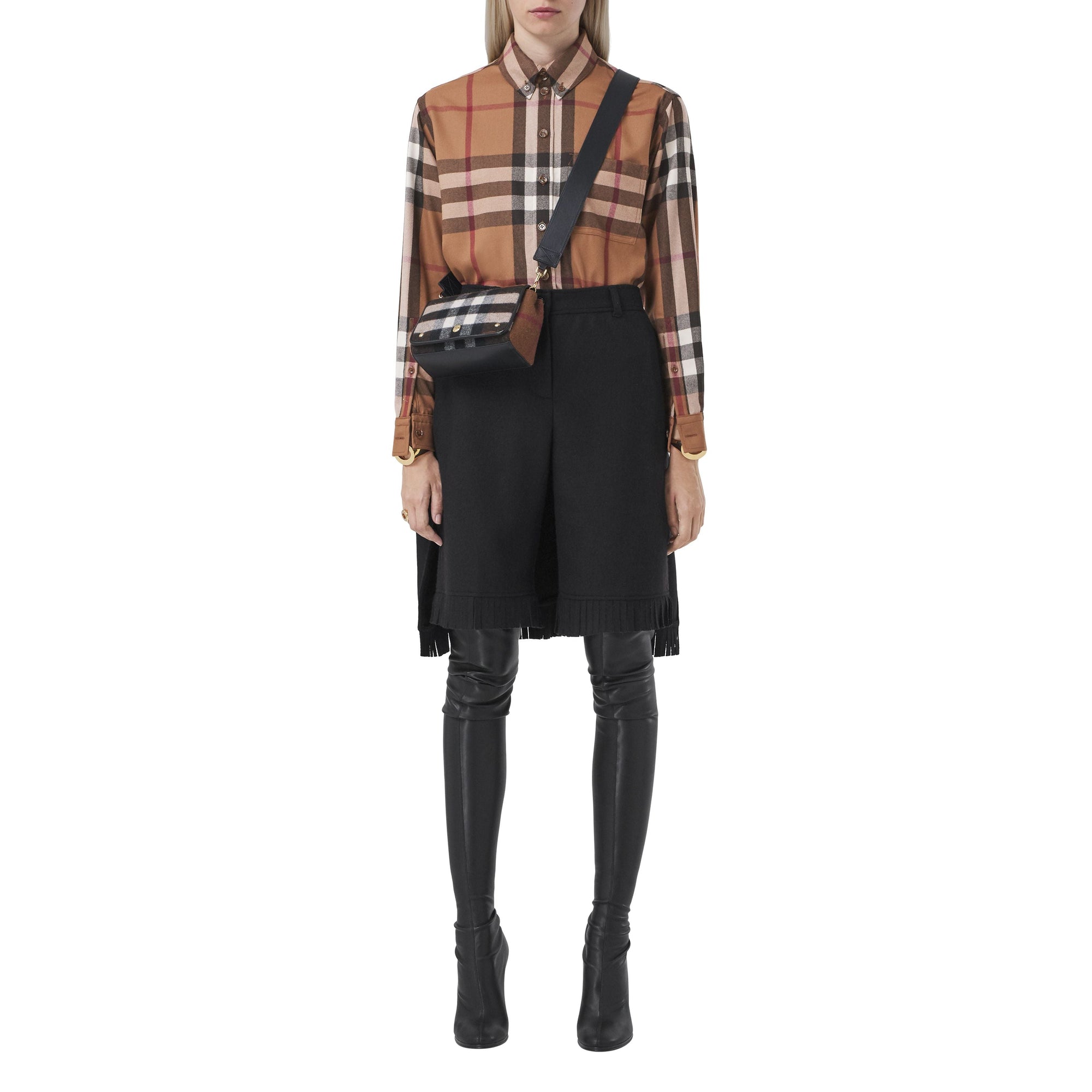 Chemise oversize en laine check - Birch Brown