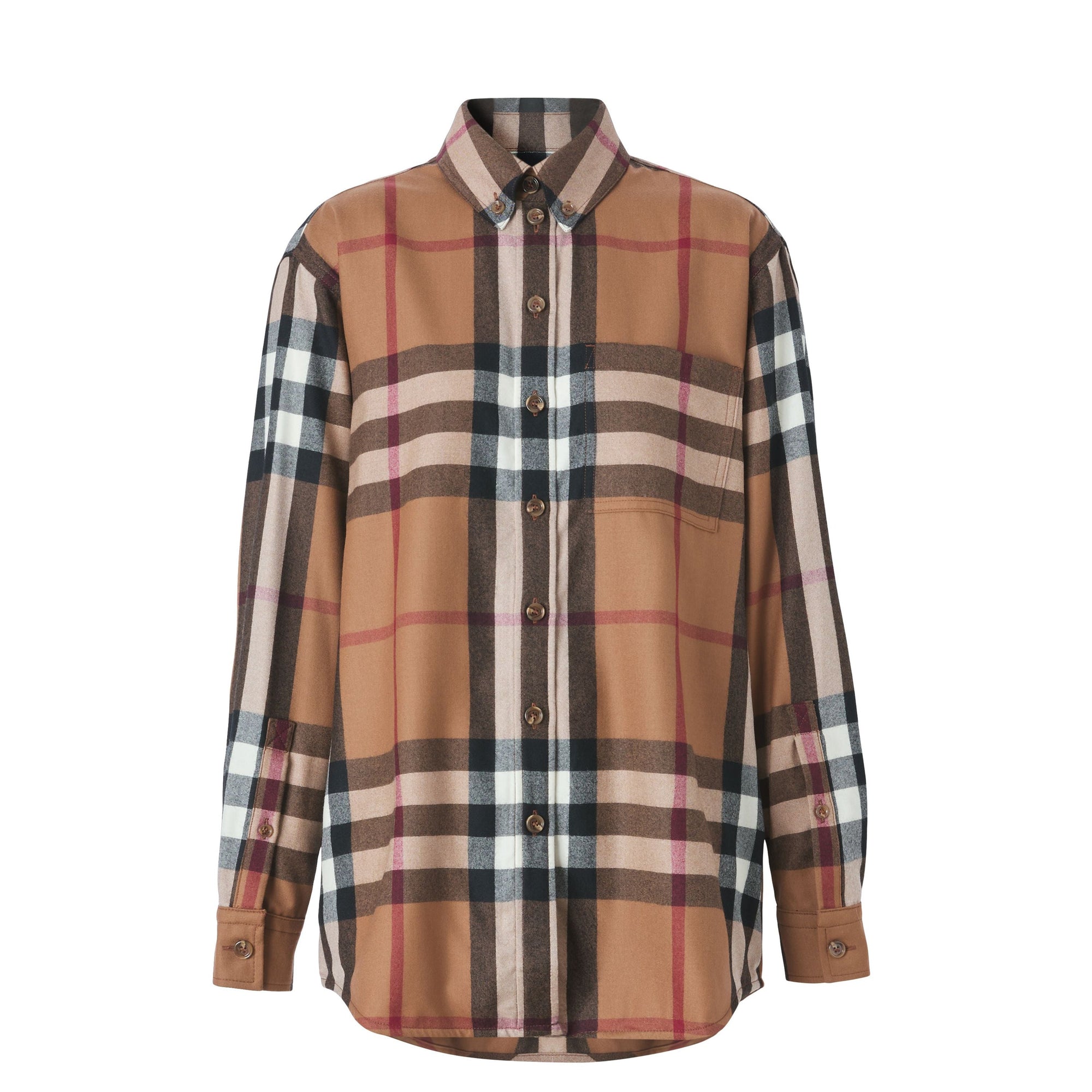 Chemise oversize en laine check - Birch Brown