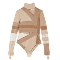 Body en jersey stretch à motif drapeau en intarsia - Dark Biscuit