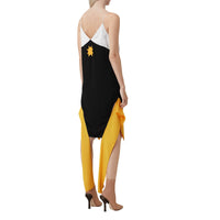 Robe combinaison en satin avec imprimé géométrique et panneaux - Black