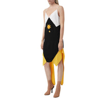 Robe combinaison en satin avec imprimé géométrique et panneaux - Black