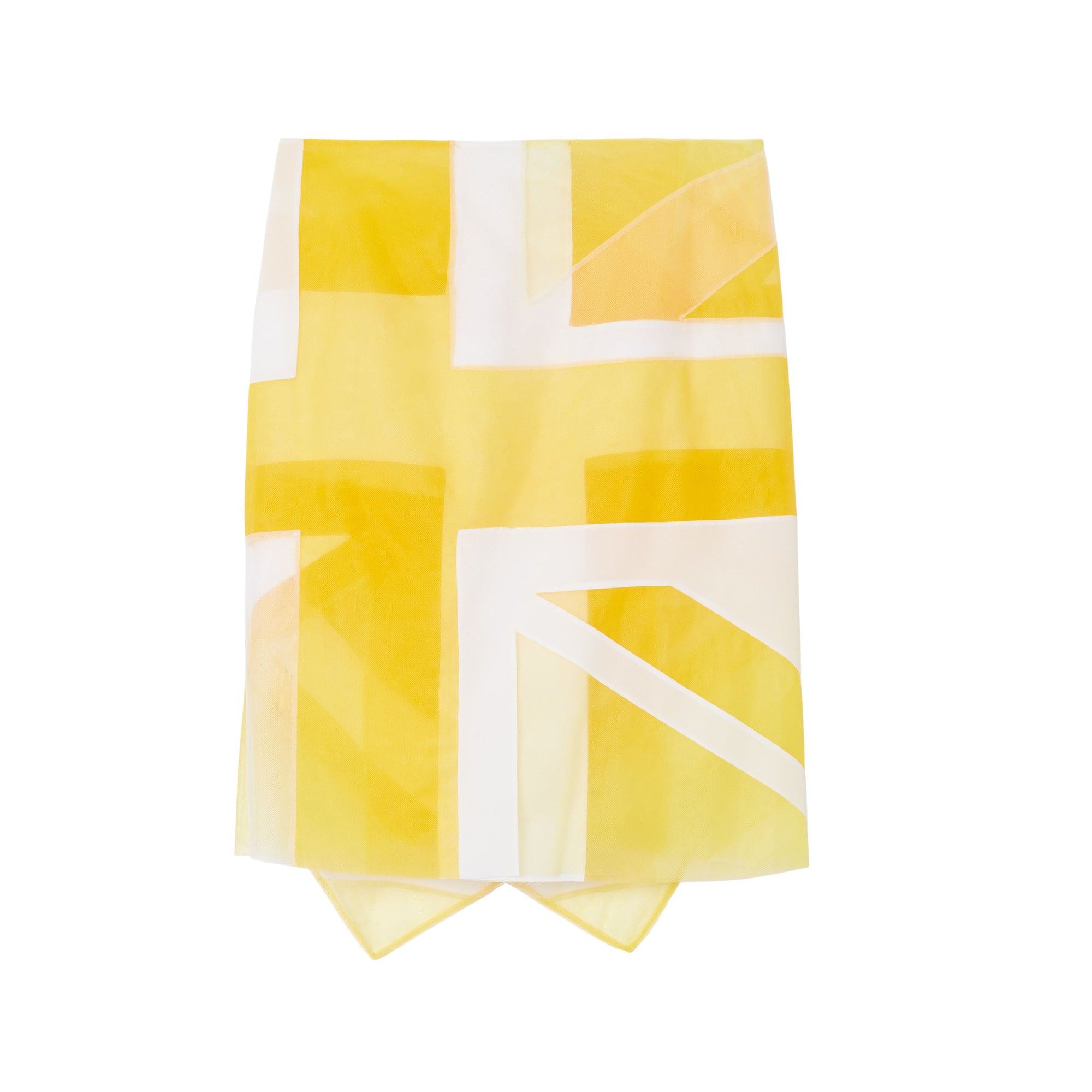 Jupe en tulle et soie avec drapeau en intarsia - Pale Tulip Yellow