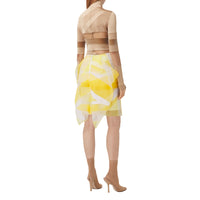 Jupe en tulle et soie avec drapeau en intarsia - Pale Tulip Yellow