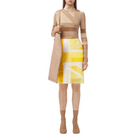 Jupe en tulle et soie avec drapeau en intarsia - Pale Tulip Yellow