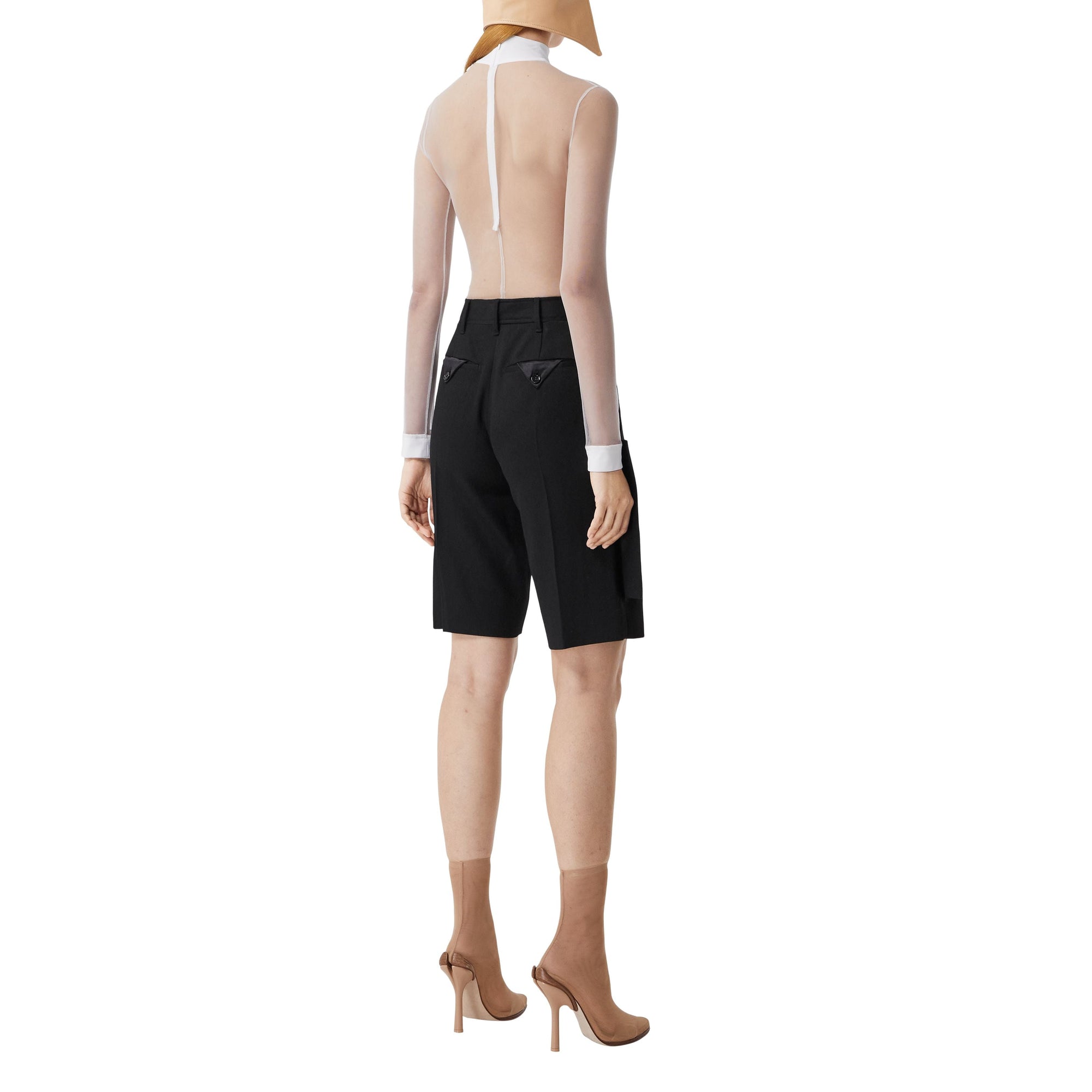 Body à col montant en tulle stretch - Optic White