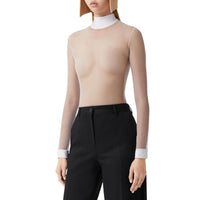 Body à col montant en tulle stretch - Optic White