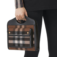 Mini sac Pocket en cachemire check et cuir - Black