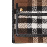 Mini sac Pocket en cachemire check et cuir - Black