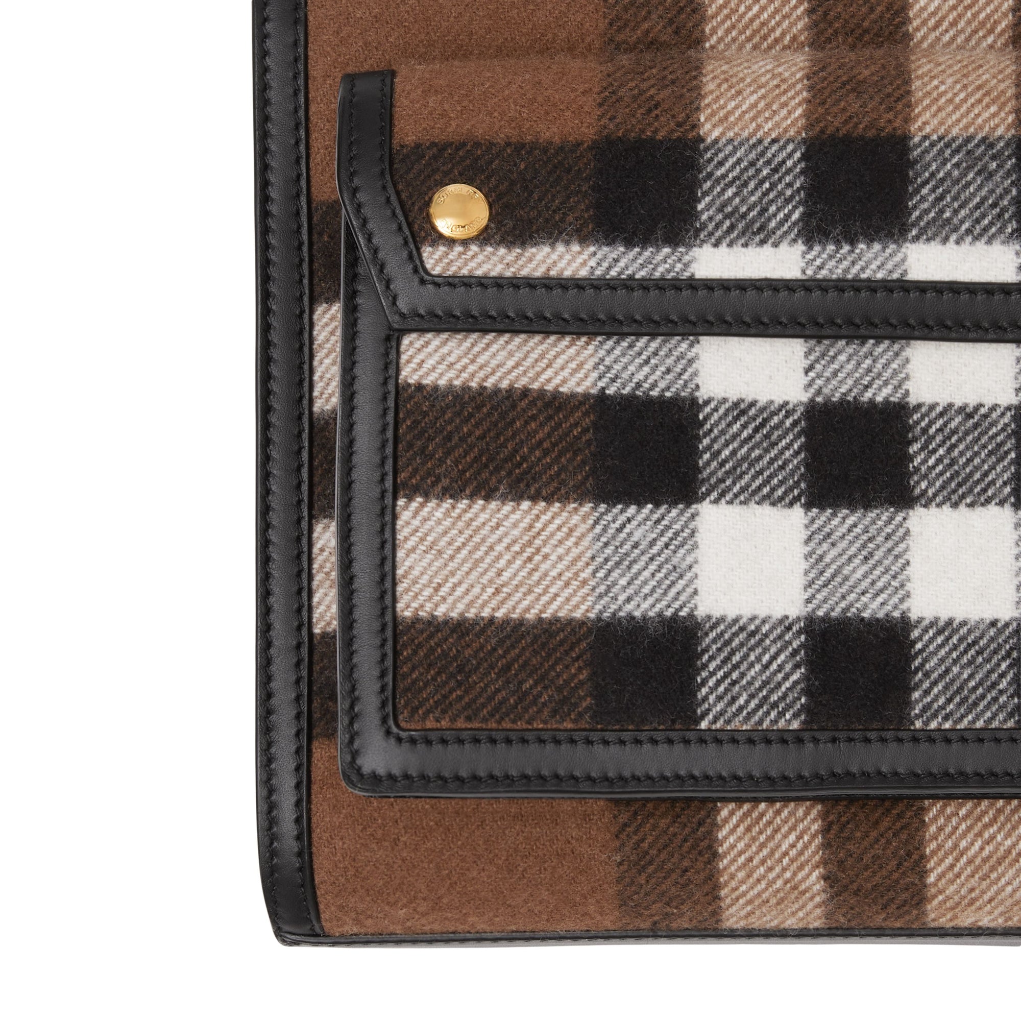Mini sac Pocket en cachemire check et cuir - Black