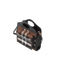 Mini sac Pocket en cachemire check et cuir - Black