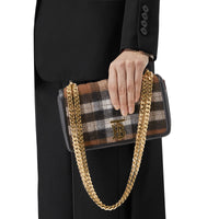 Petit sac Lola matelassé en cachemire check - Black