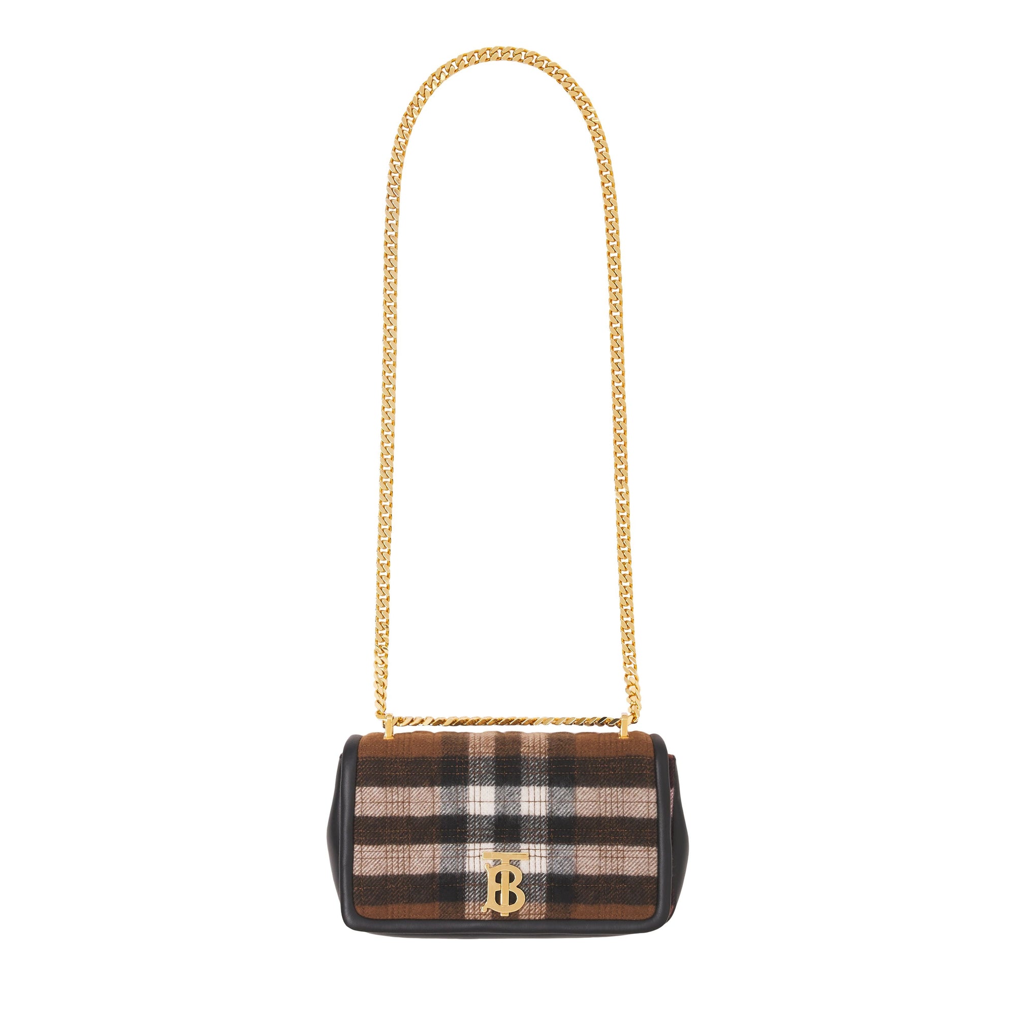 Petit sac Lola matelassé en cachemire check - Black