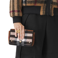 Petit sac à bandoulière en cachemire check - Birch Brown