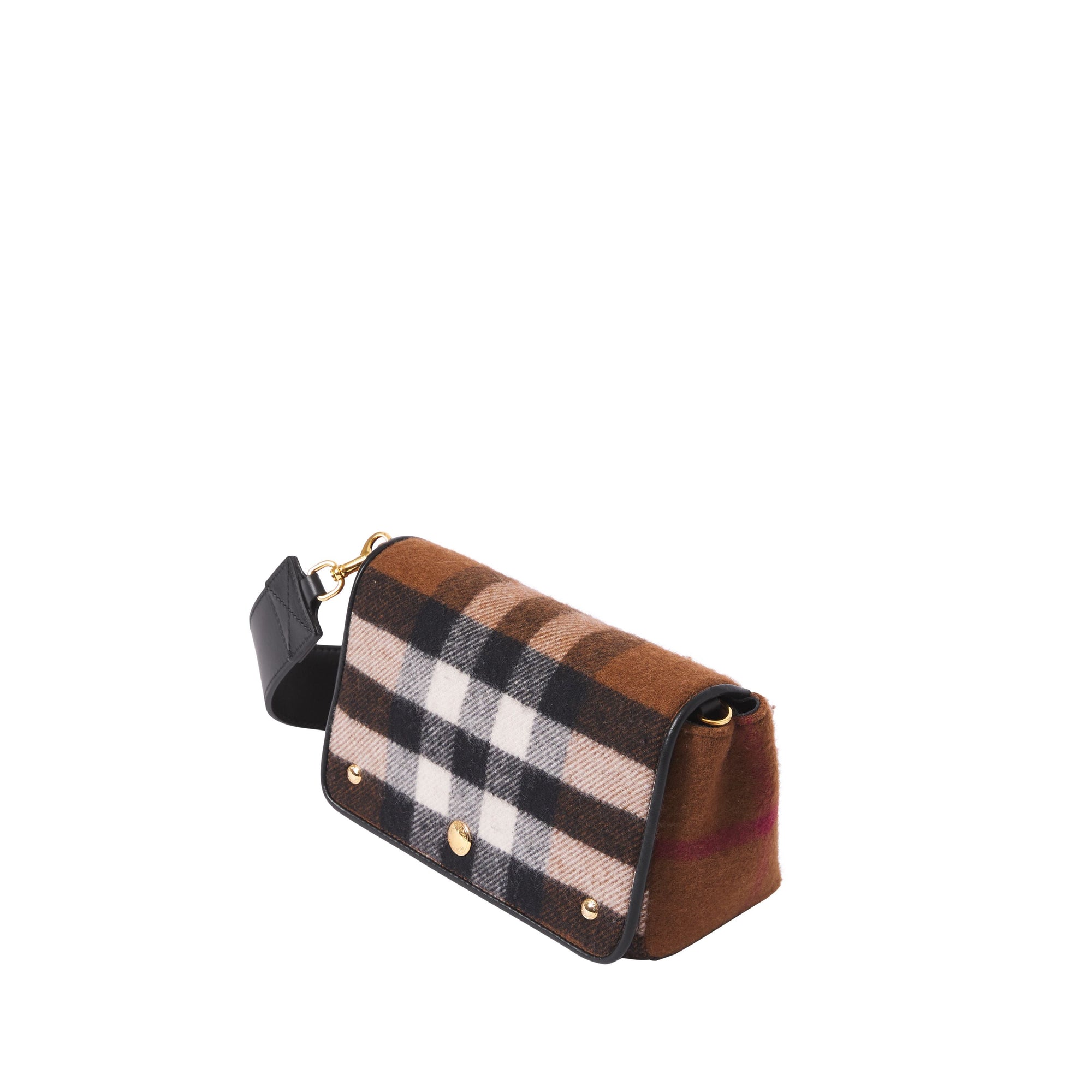 Petit sac à bandoulière en cachemire check - Birch Brown