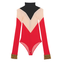 Body en jersey stretch à imprimé géométrique - Warm Cream