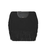 Pochette foulard Olympia en cuir avec franges - Black
