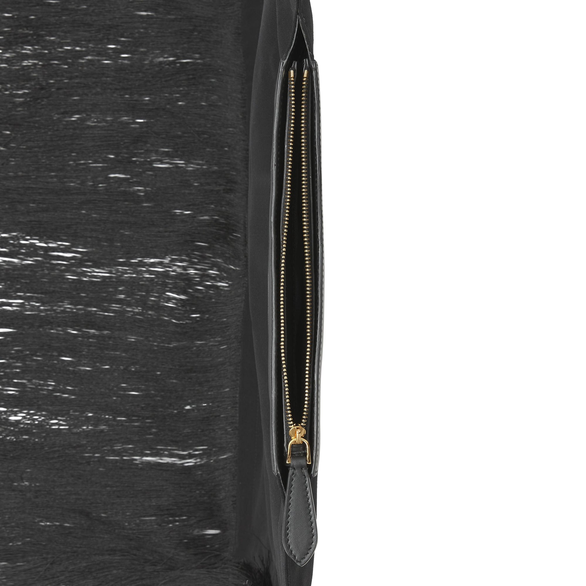 Pochette foulard Olympia en cuir avec franges - Black