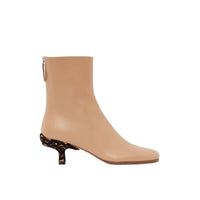 Bottines à talon kitten heel en cuir d'agneau avec Monogram - Beige