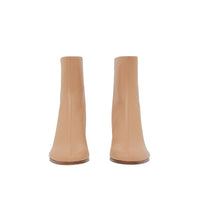 Bottines à talon kitten heel en cuir d'agneau avec Monogram - Beige