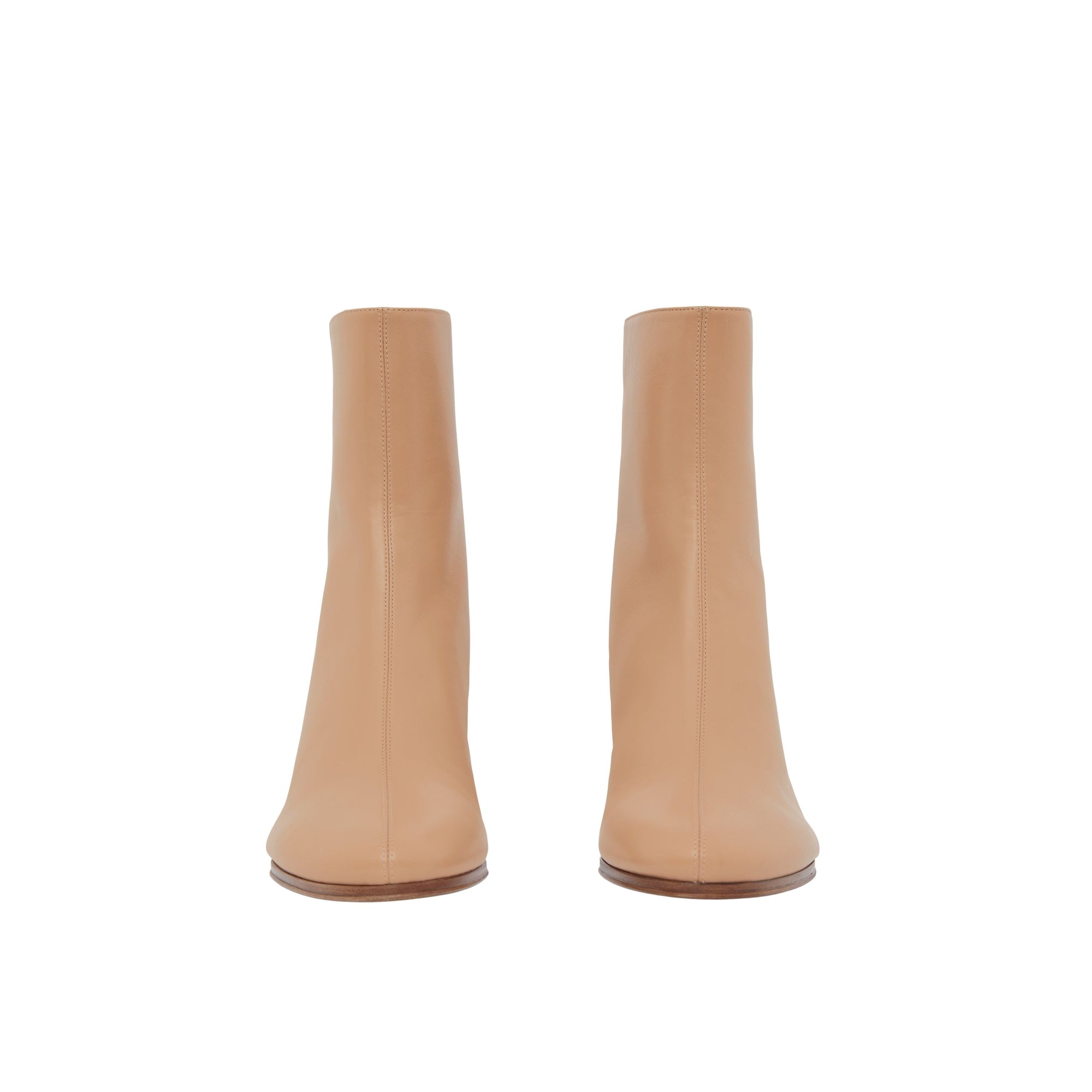 Bottines à talon kitten heel en cuir d'agneau avec Monogram - Beige