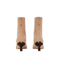 Bottines à talon kitten heel en cuir d'agneau avec Monogram - Beige