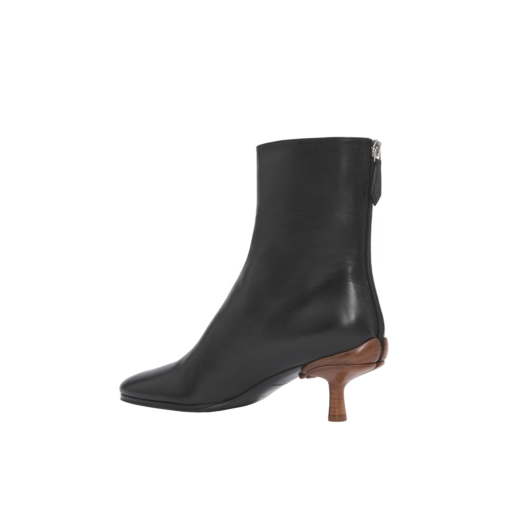Bottines à talon kitten heel en cuir d'agneau - Black & Chestnut