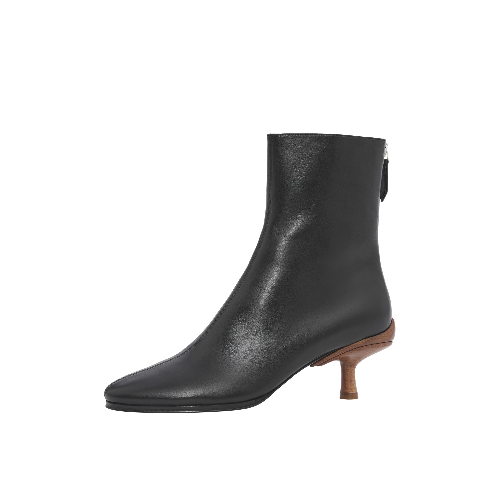Bottines à talon kitten heel en cuir d'agneau - Black & Chestnut