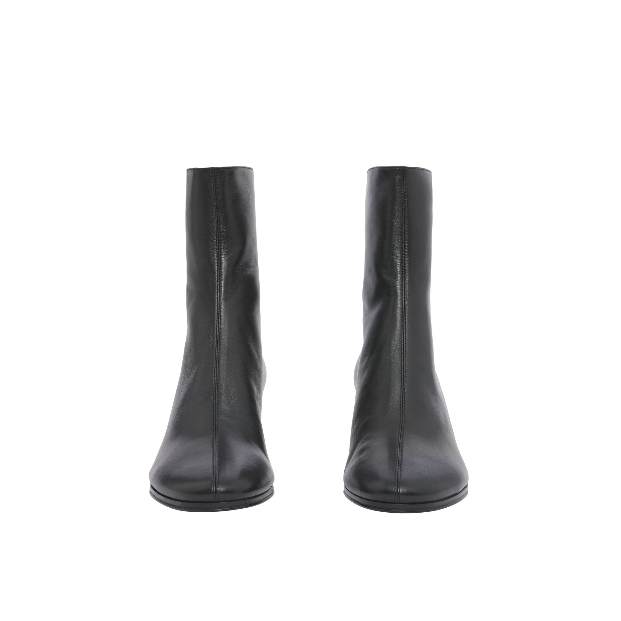 Bottines à talon kitten heel en cuir d'agneau - Black & Chestnut