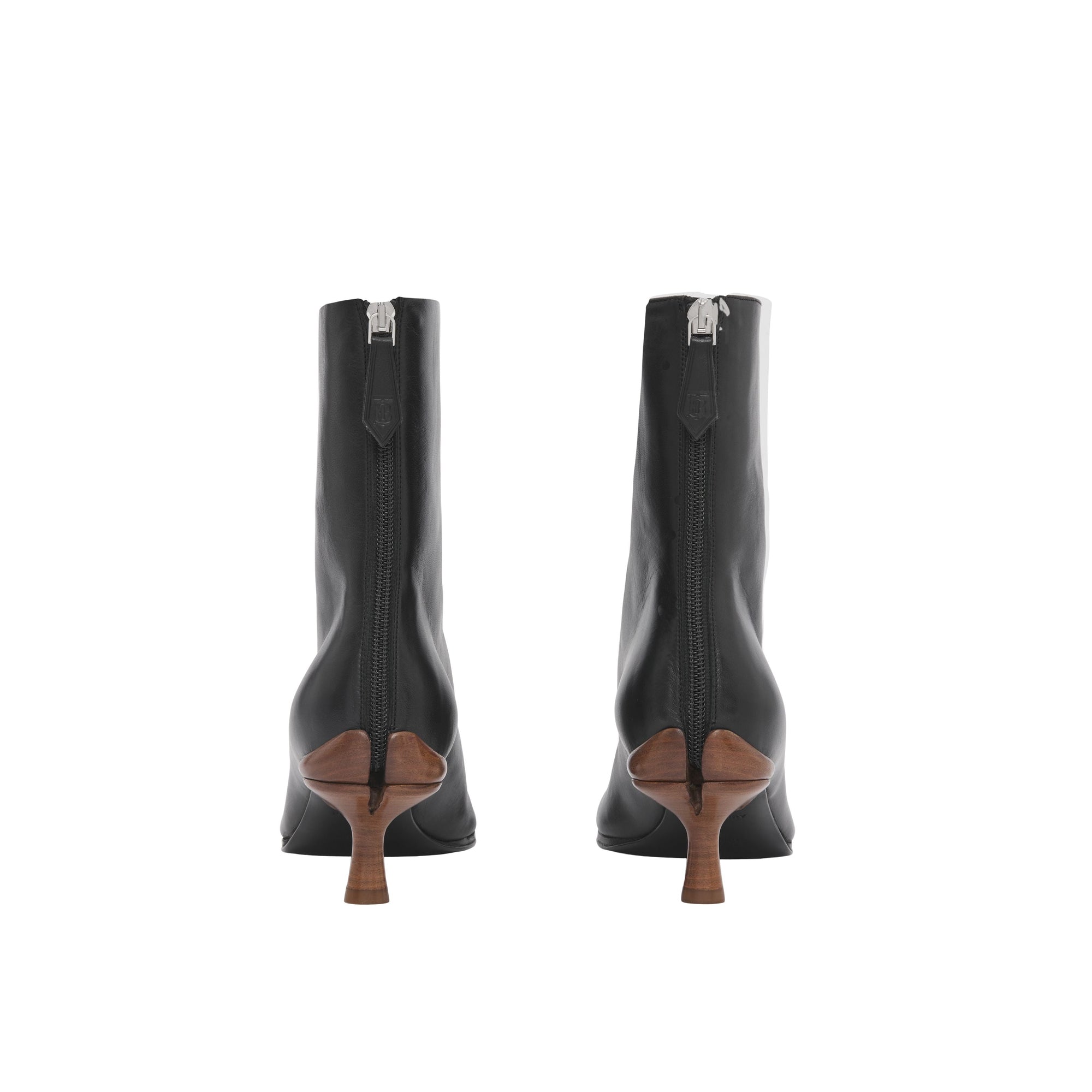 Bottines à talon kitten heel en cuir d'agneau - Black & Chestnut