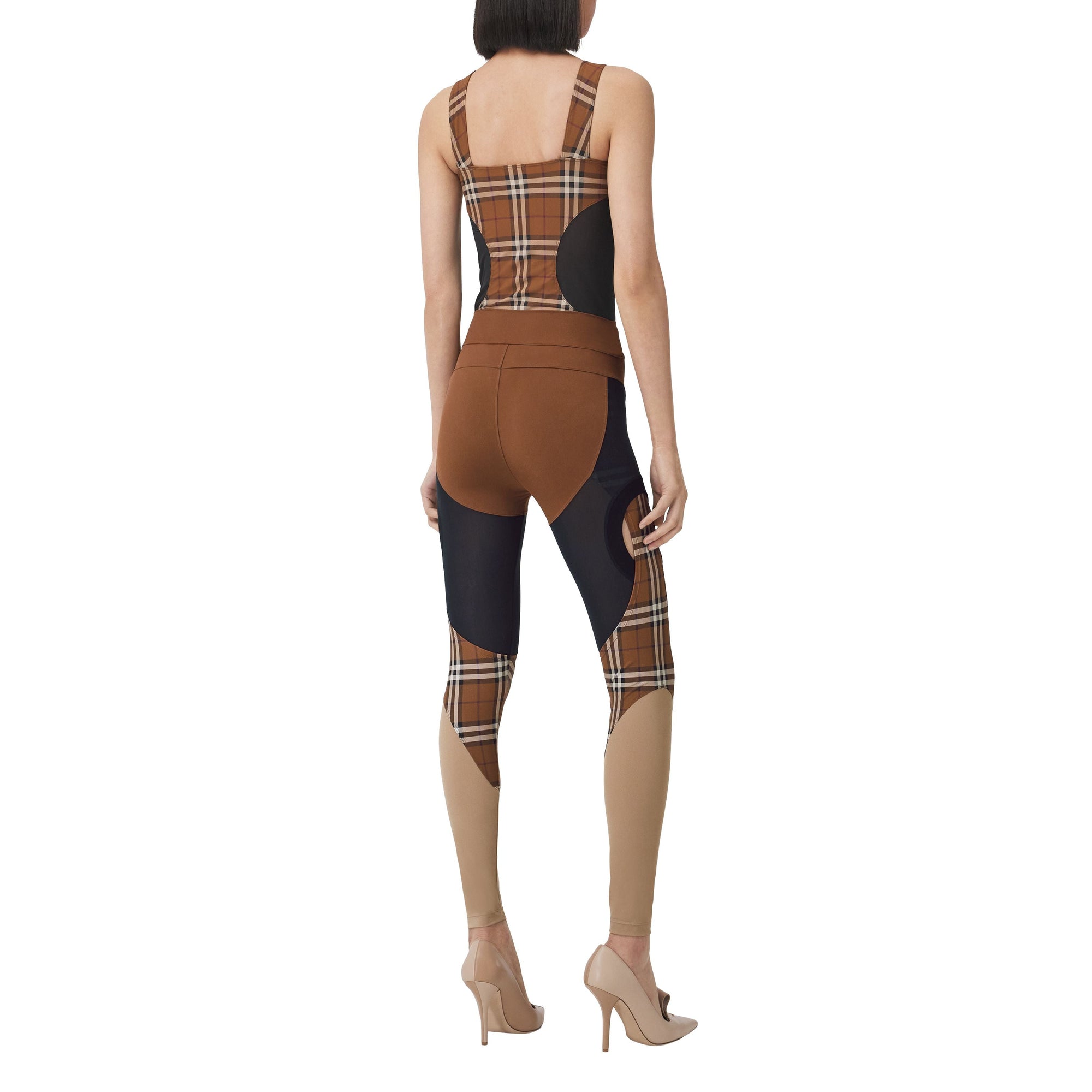Legging en jersey stretch avec check - Dark Birch Brown