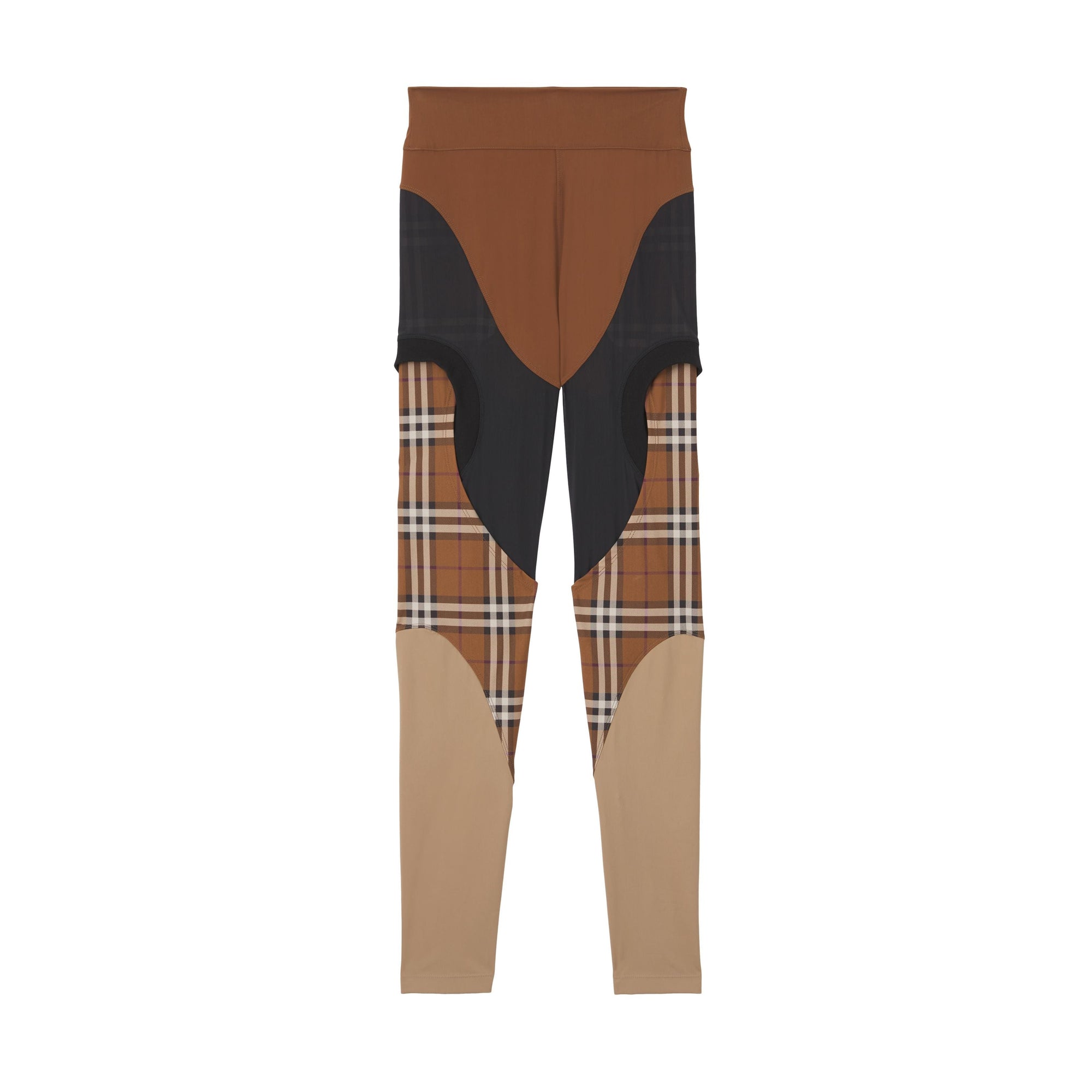 Legging en jersey stretch avec check - Dark Birch Brown