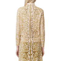 Cardigan en coton et cachemire mélangés à imprimé daim - Honey