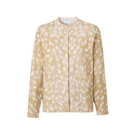 Cardigan en coton et cachemire mélangés à imprimé daim - Honey