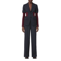 Pantalon ample en laine bicolore - Navy Black
