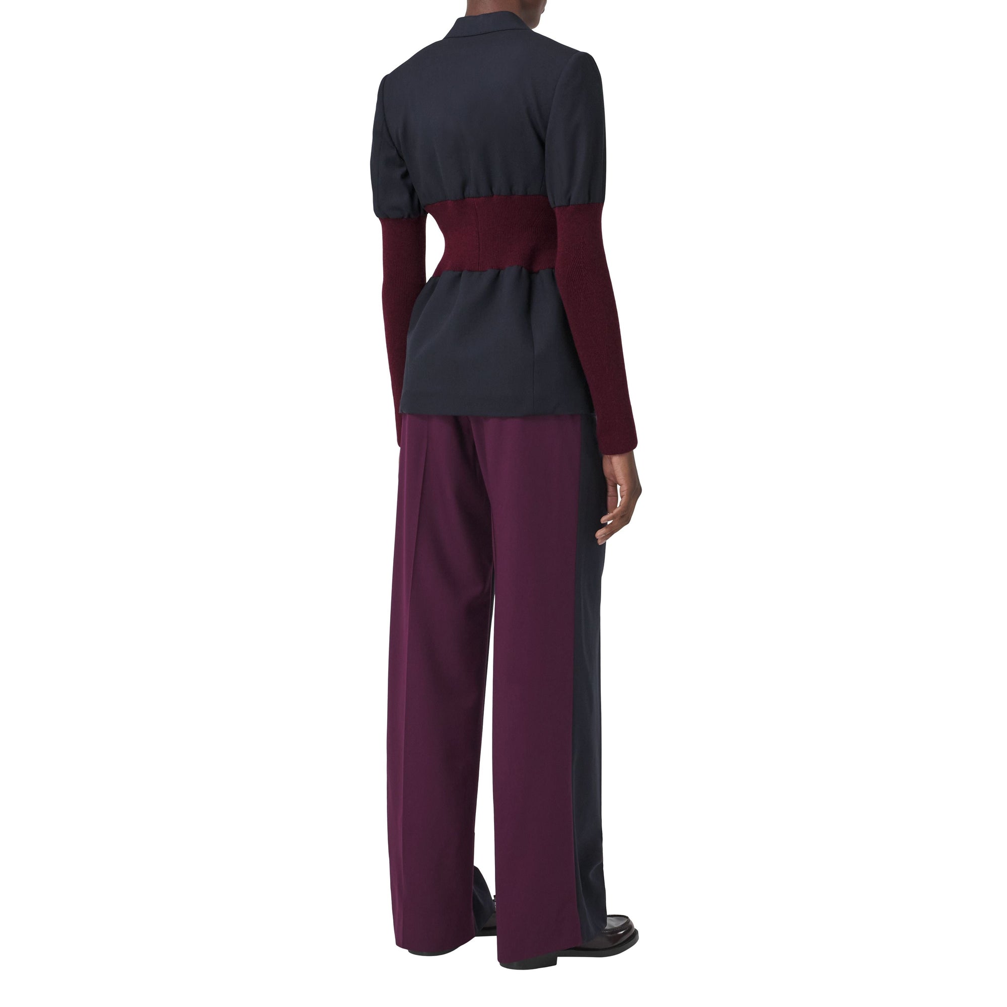 Pantalon ample en laine bicolore - Navy Black