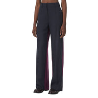 Pantalon ample en laine bicolore - Navy Black