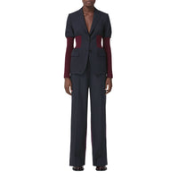Pantalon ample en laine bicolore - Navy Black