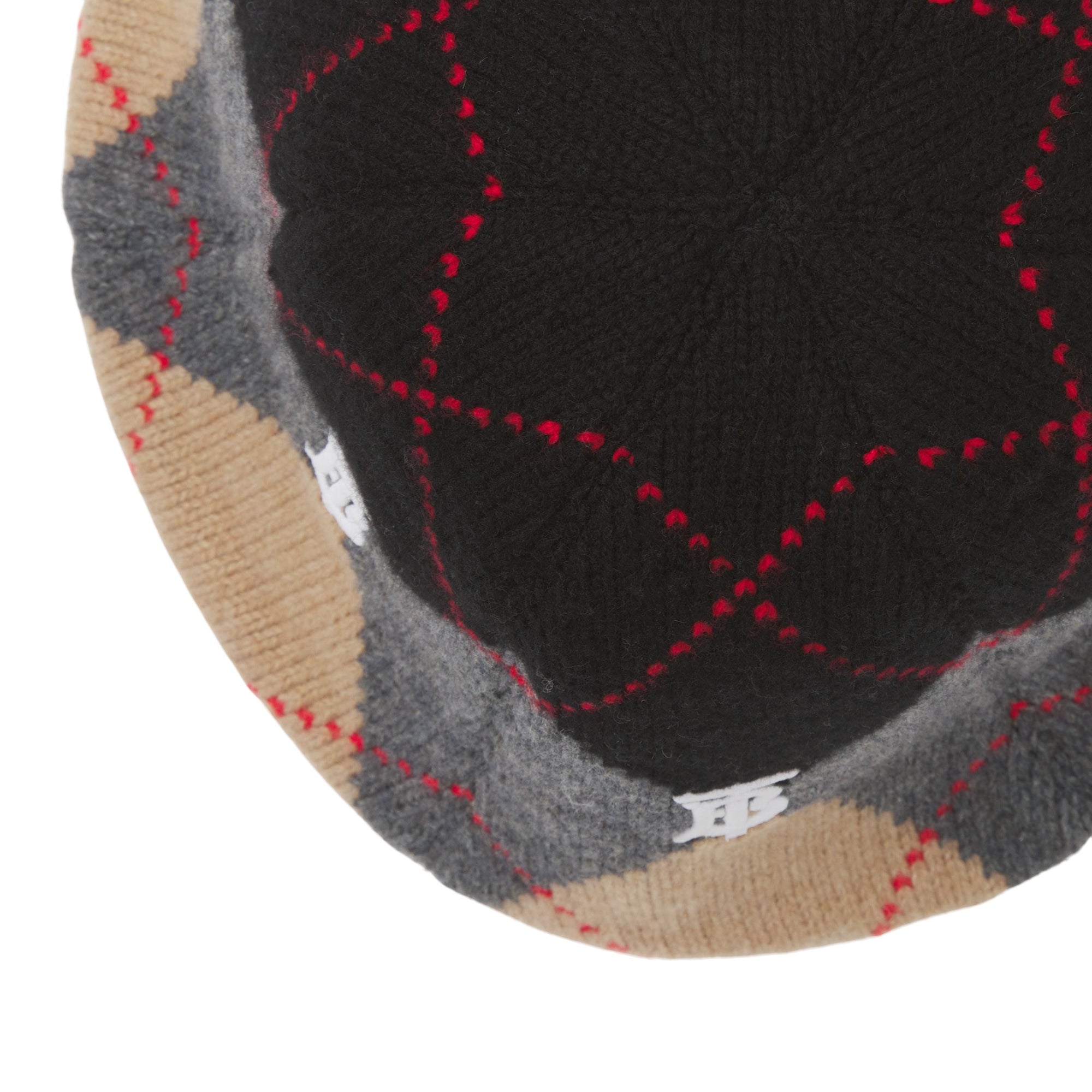 Bob en laine et cachemire argyle en intarsia - Grey Argyle Knit