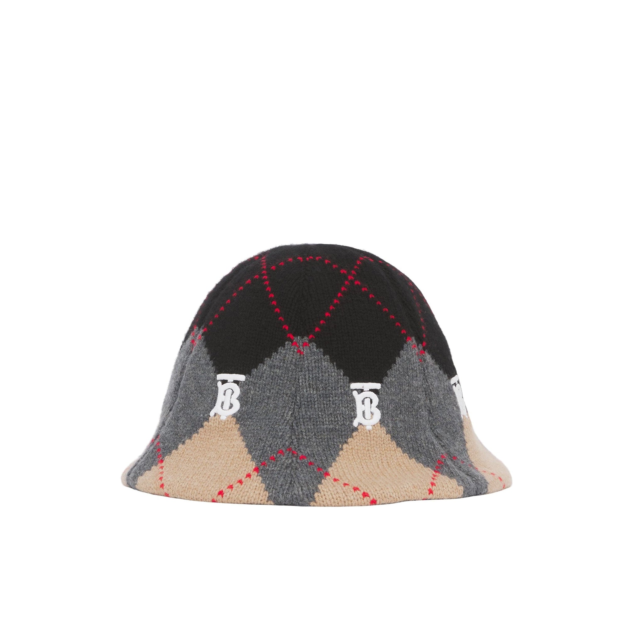 Bob en laine et cachemire argyle en intarsia - Grey Argyle Knit